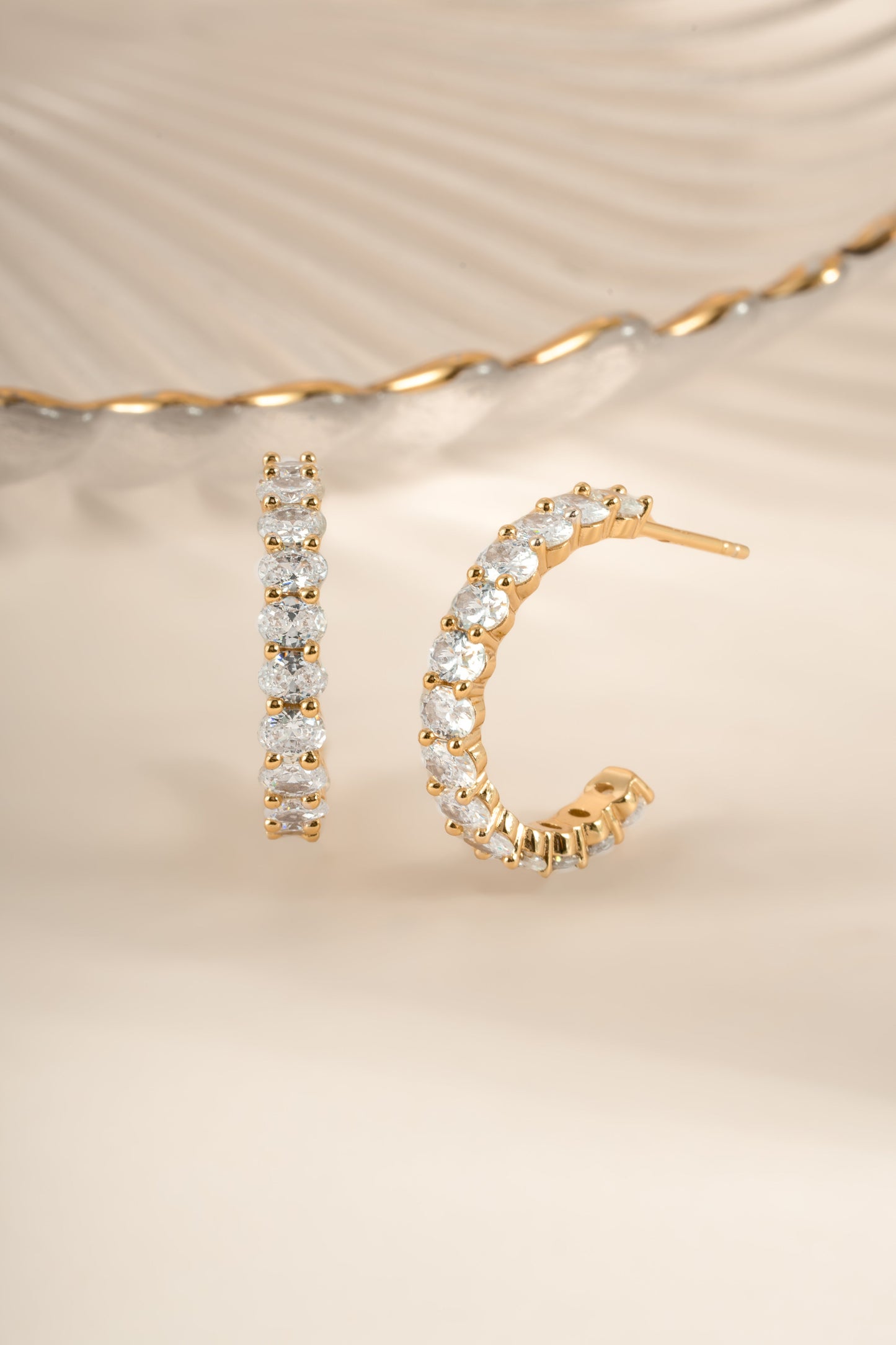 Oval Studded Hoop Earrings