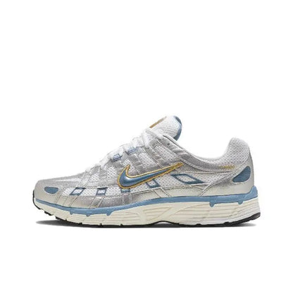 Nike P-6000 Premium sneakers, white with blue panels and gold Swoosh