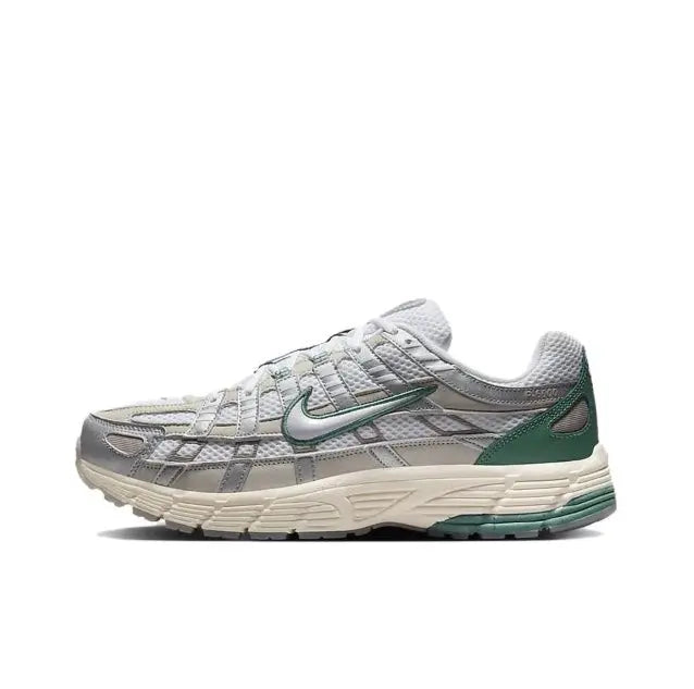 Nike P-6000 Premium sneakers in light bone with green Swoosh and chunky sole