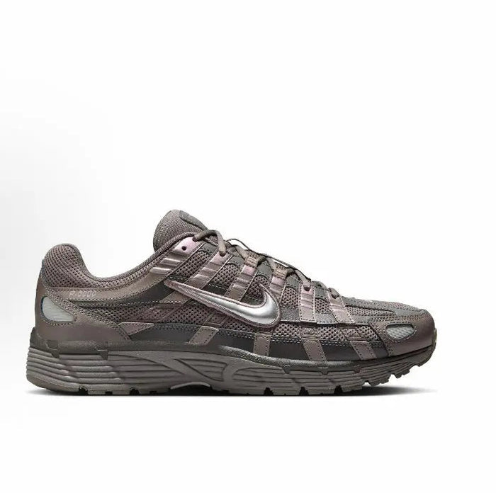 Nike P-6000 Premium sneakers, cave stone with metallic silver logo, lace-up.