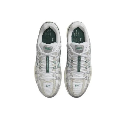 P-6000 Premium sneakers, white laces and green logo on tongue, mesh uppers
