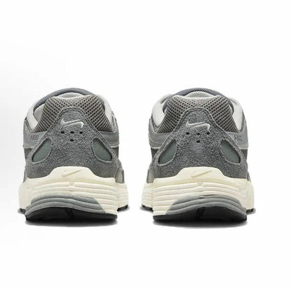 P-6000 Premium sneakers rear view, gray mesh panels with cream midsole