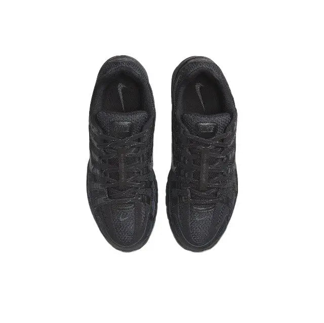 Pair of black P-6000 sneaker uppers, textured fabric and lace eyelets