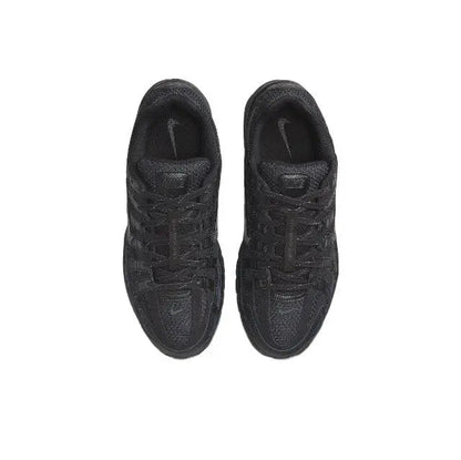 Pair of black P-6000 sneaker uppers, textured fabric and lace eyelets