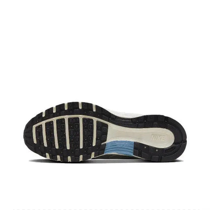 Shoe outsole with blue midfoot, black rubber tread and Nike mark