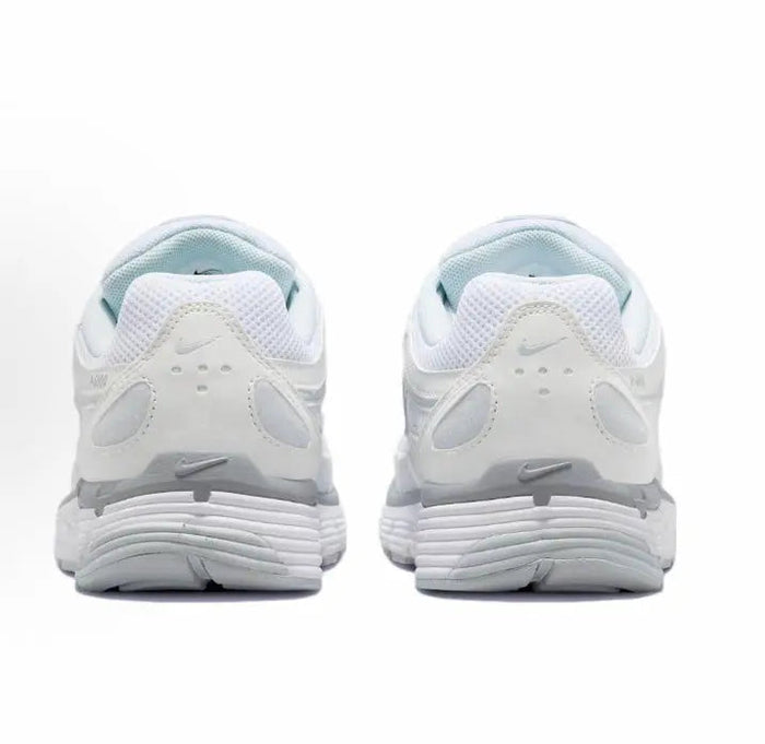 Nike P-6000 Premium sneakers, white with light blue lining, heel back view