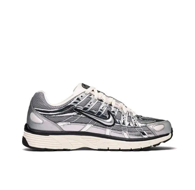 Nike P-6000 Premium sneakers, side profile in silver with white midsole