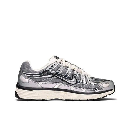 Nike P-6000 Premium sneakers, side profile in silver with white midsole