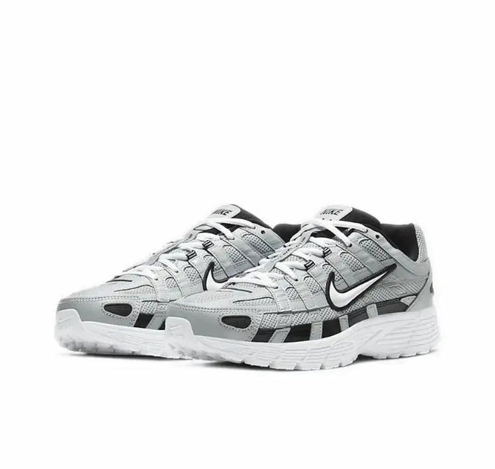 Nike P-6000 low-top sneaker in gray with Swoosh overlays and white sole