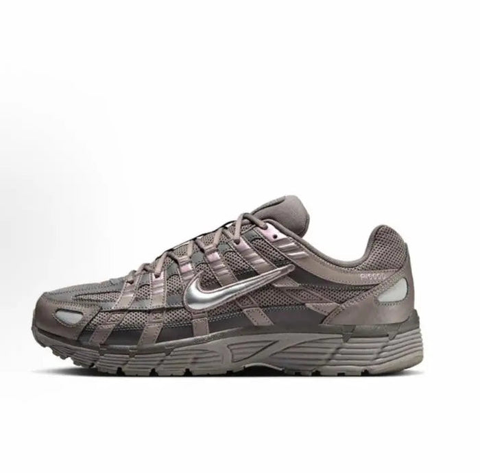 Nike P-6000 Premium running sneakers, cave stone panels with metallic silver Swoosh.