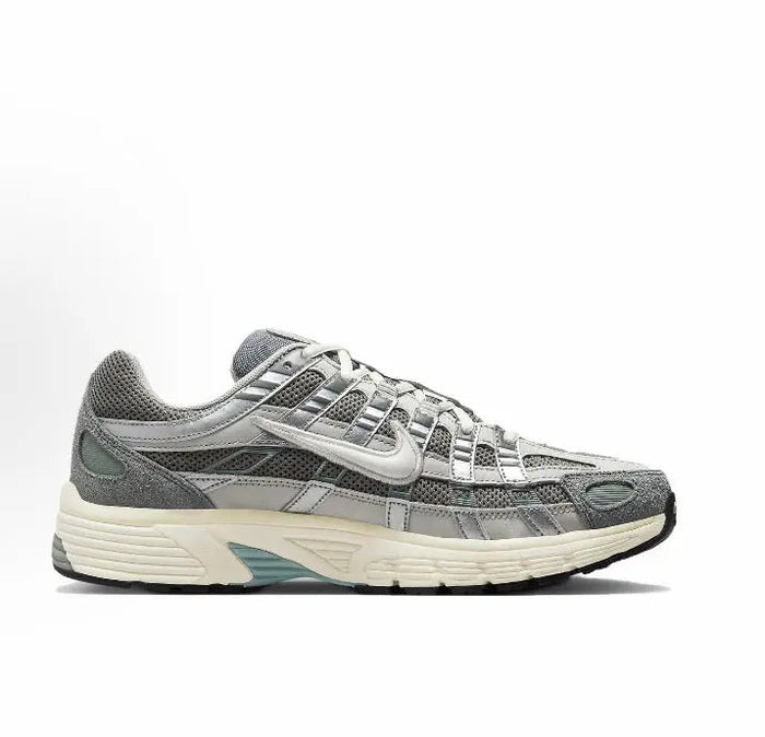 P-6000 Premium sneakers side profile in gray with white panels and cream midsole