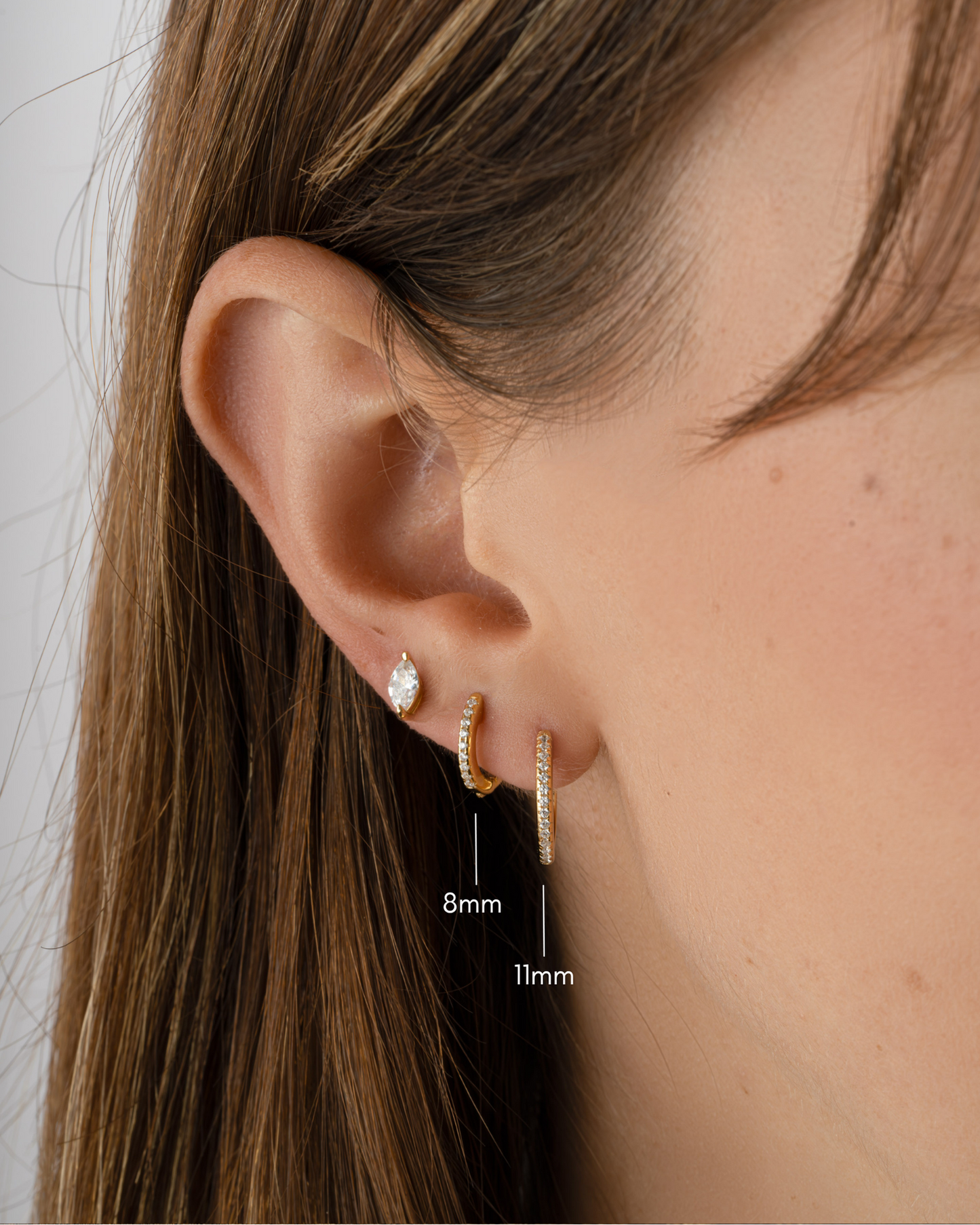 11mm Pavé Huggie Earrings (Two Sizes Available)