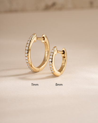 8mm Pavé Huggie Earrings (Two Sizes Available)