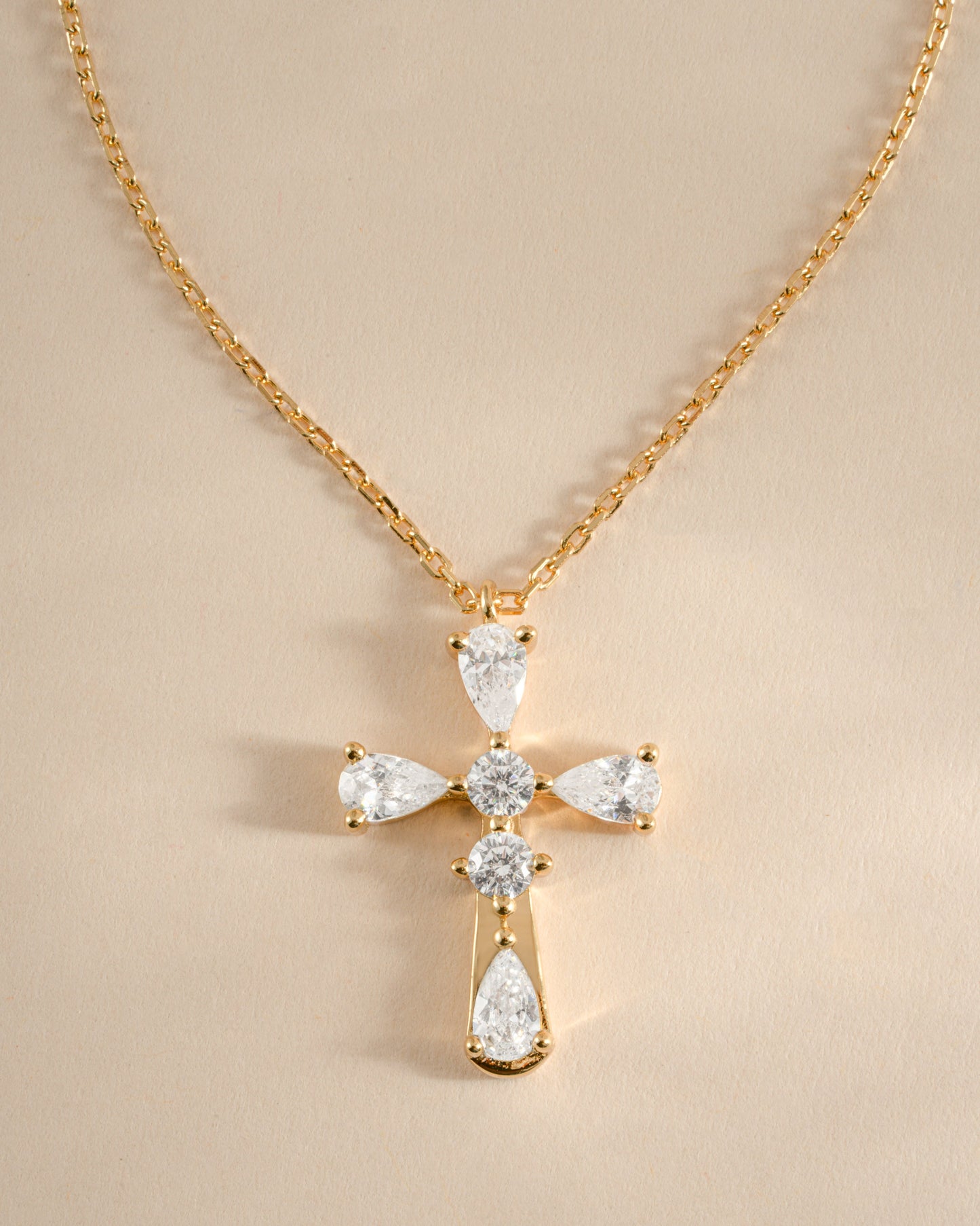 Pear Cut Cross Necklace