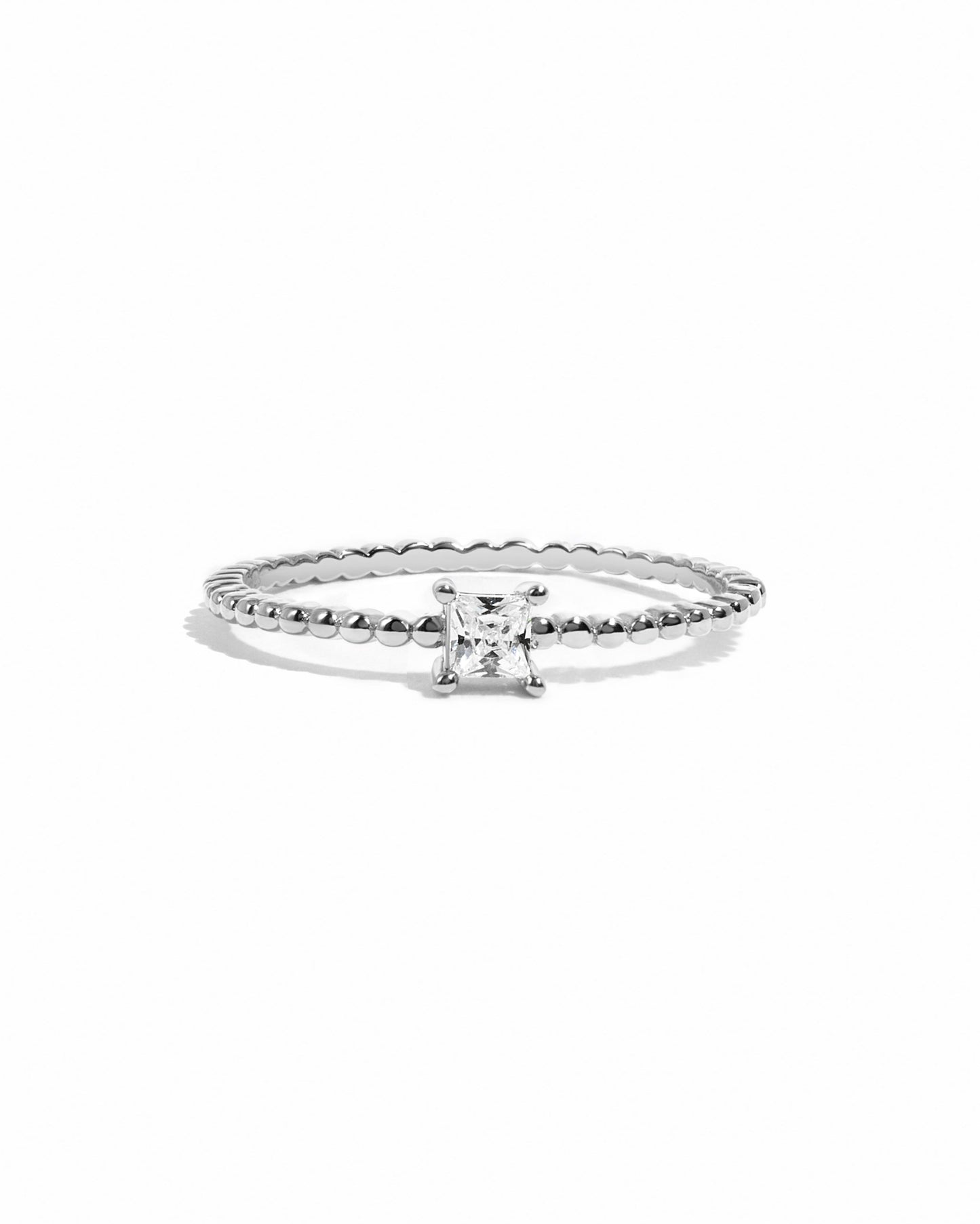 Princess Cut w Beaded Band