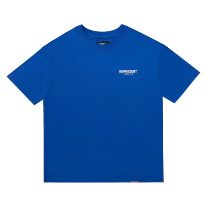 Blue crewneck T-shirt with small chest logo