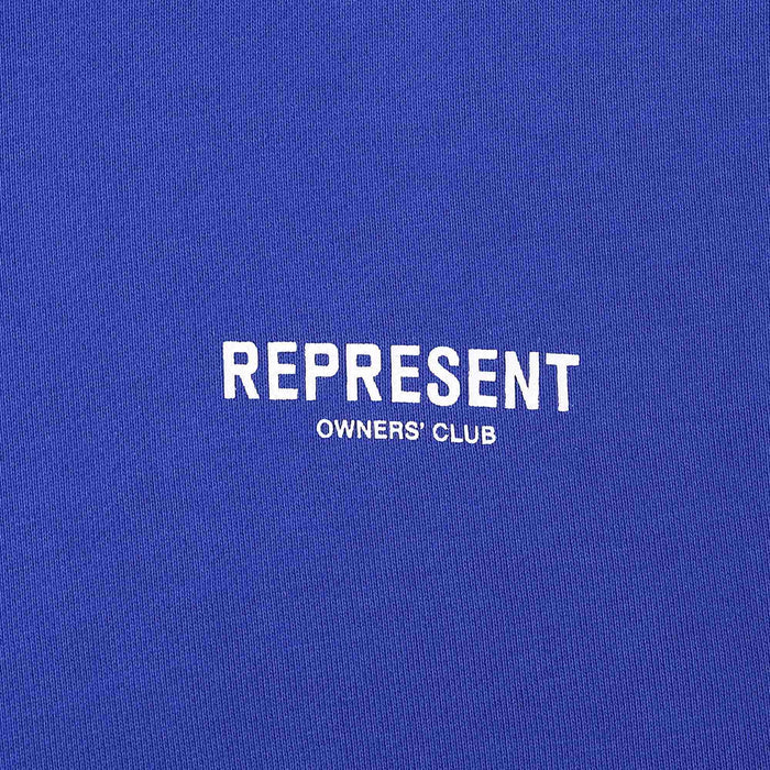Blue hoodie with small 'REPRESENT OWNERS' text logo centered on chest