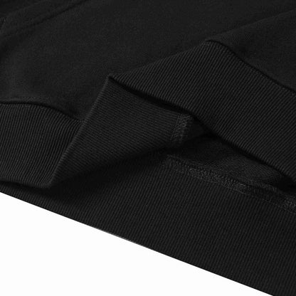 Black hoodie ribbed sleeve cuff with stitched seam
