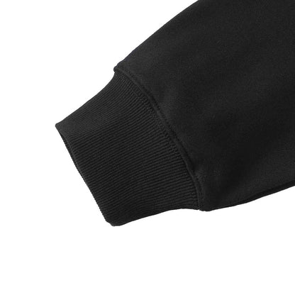 Black hoodie ribbed hem cuff