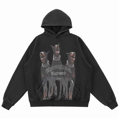 Represent Thoroughbred black graphic hoodie with dog print on front