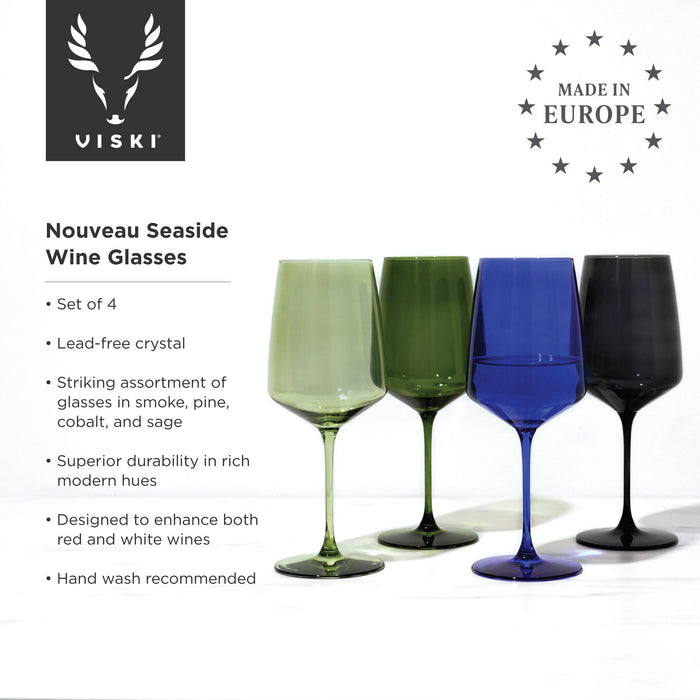 Reserve Nouveau Crystal Wine Glasses in Seaside Set of 4