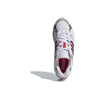 Adidas Response CL sneaker, white lace-up upper with gray overlays and red heel trim