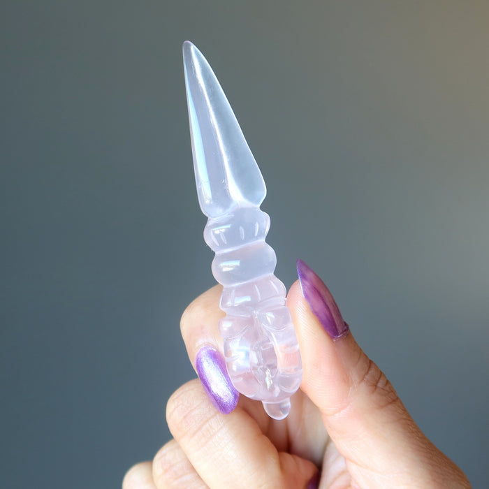 Rose Quartz Phurba Wand Pink Heartbreak Healer