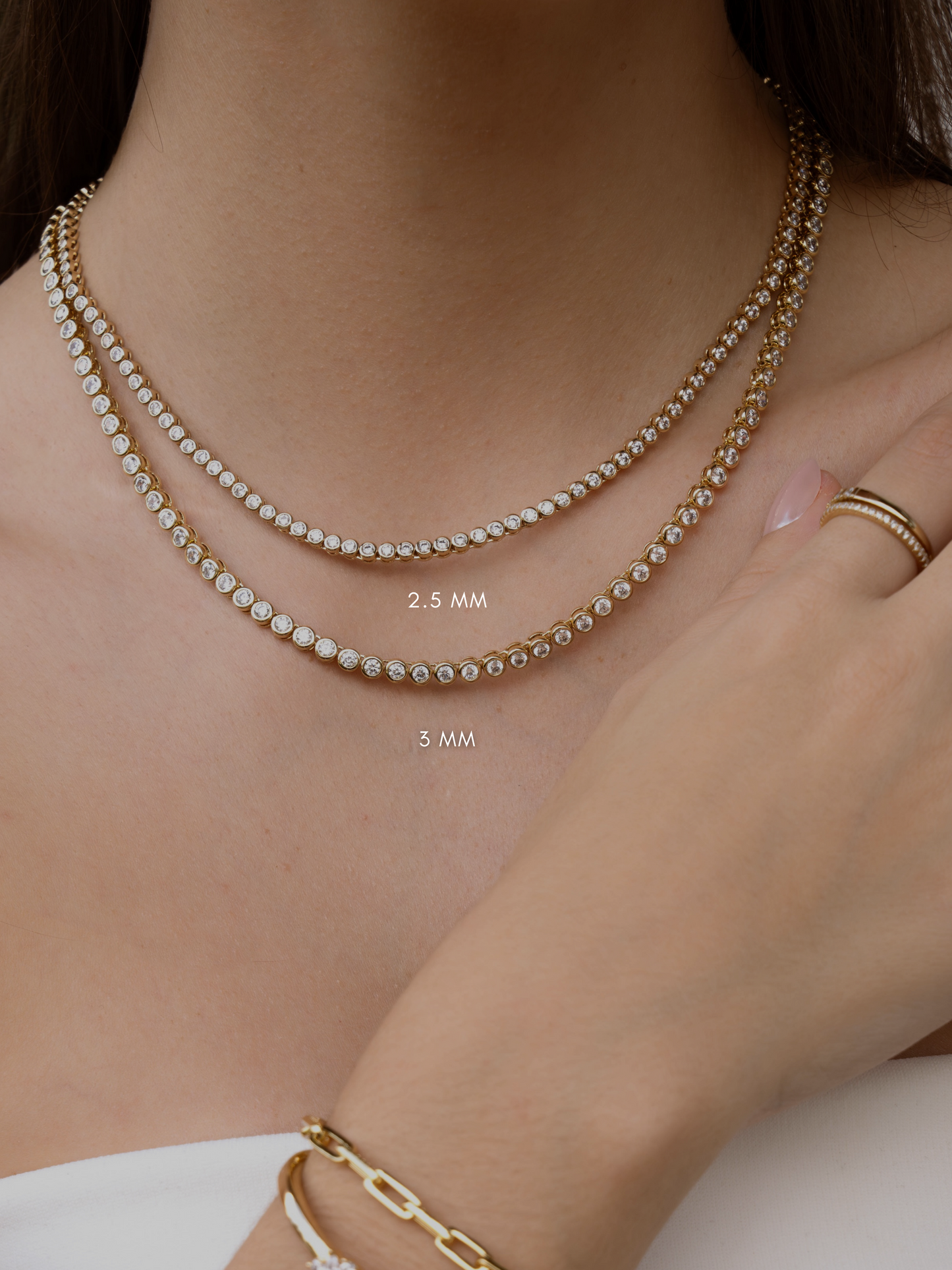3mm Round Bezel Tennis Necklace