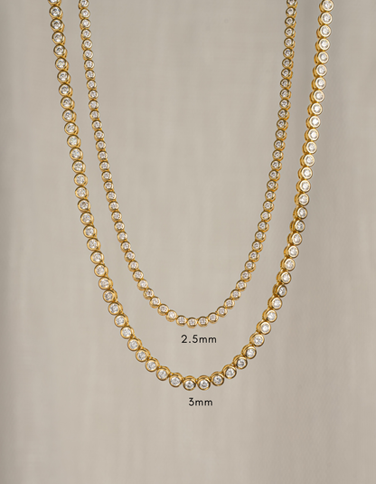 2.5mm Round Bezel Tennis Necklace
