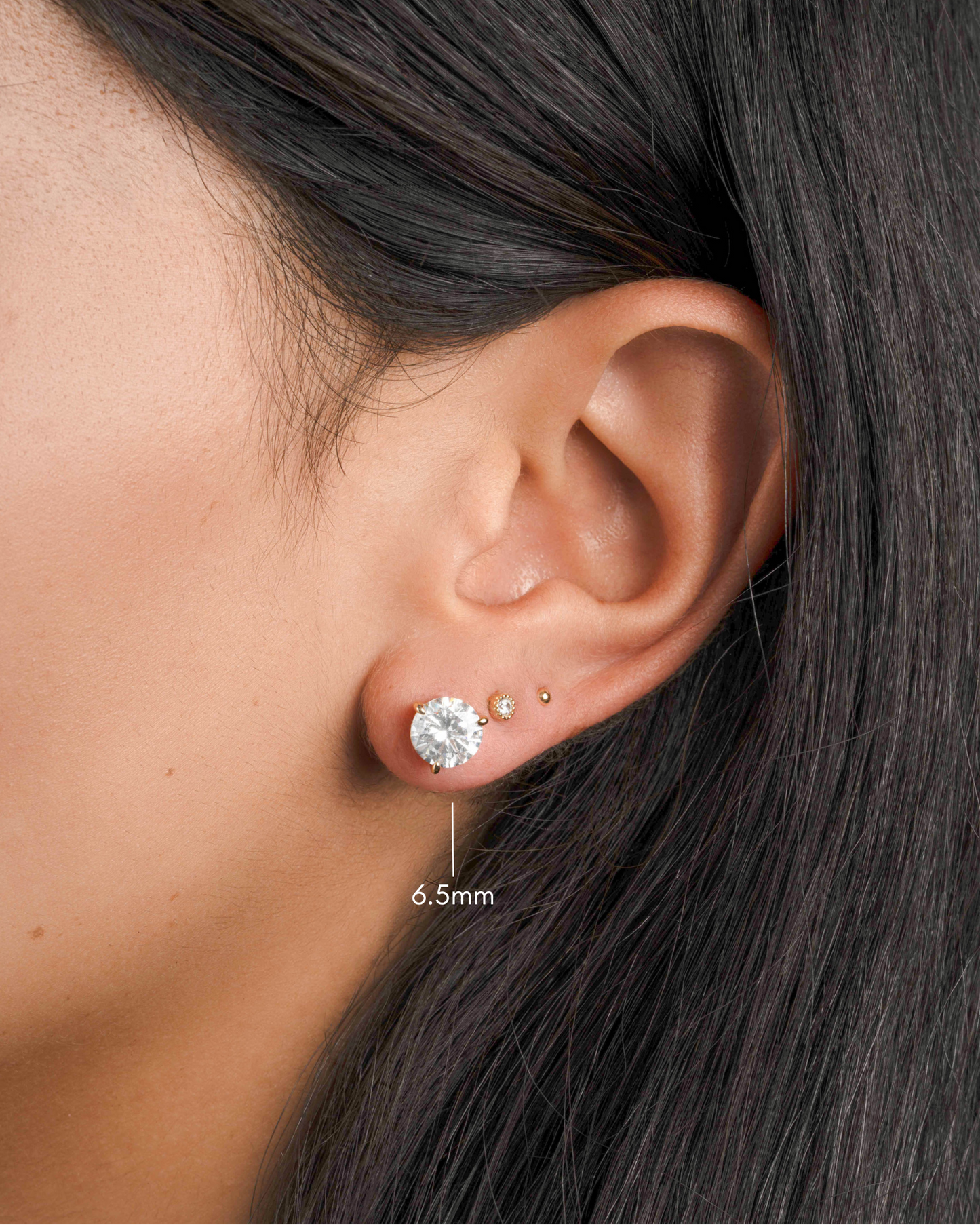 6.5mm Round Solitaire Stud Earrings