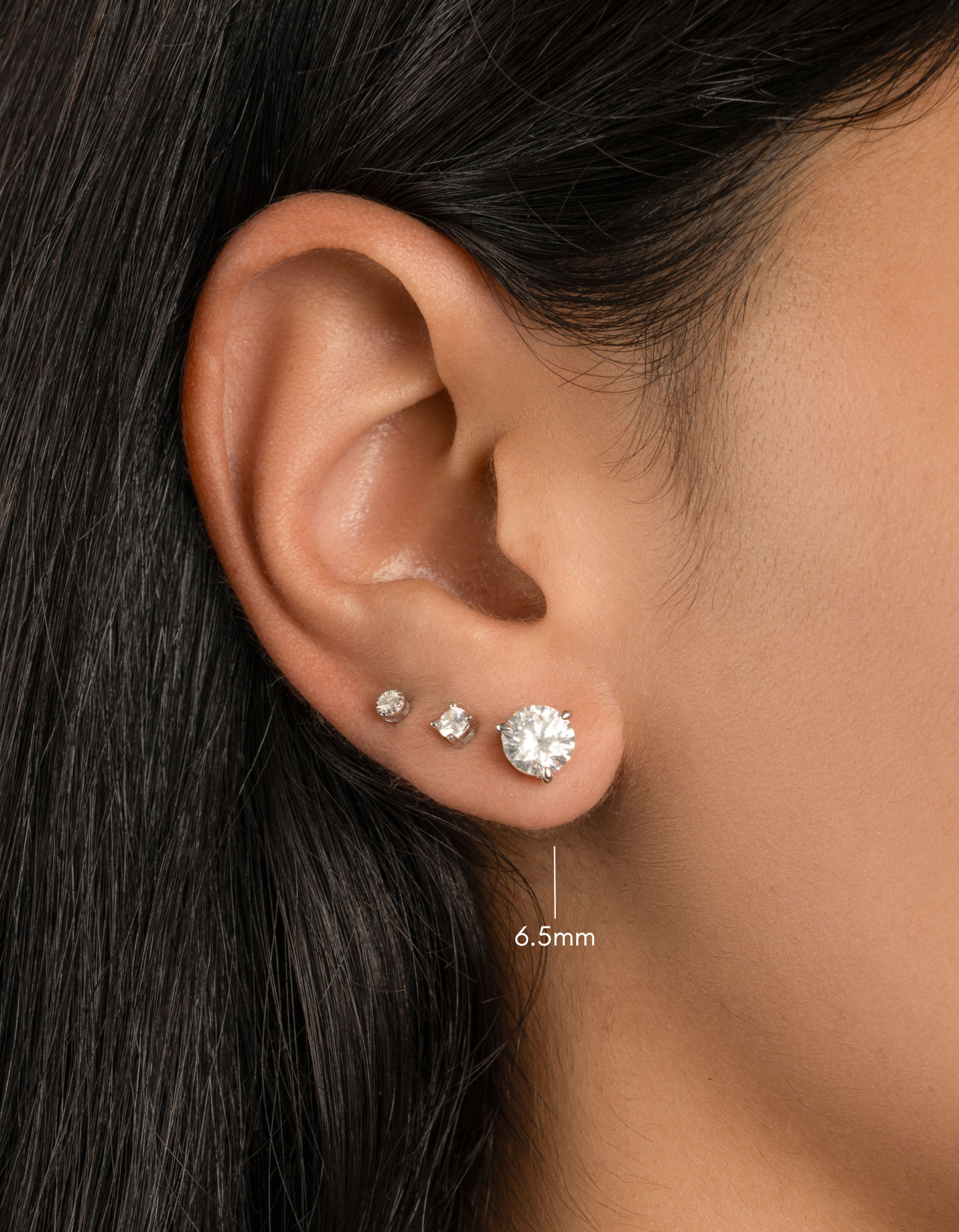 6.5mm Round Solitaire Stud Earrings