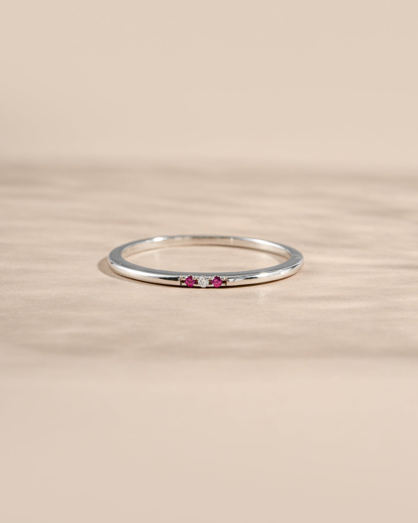 Ruby 3 Stone Diamond Ring