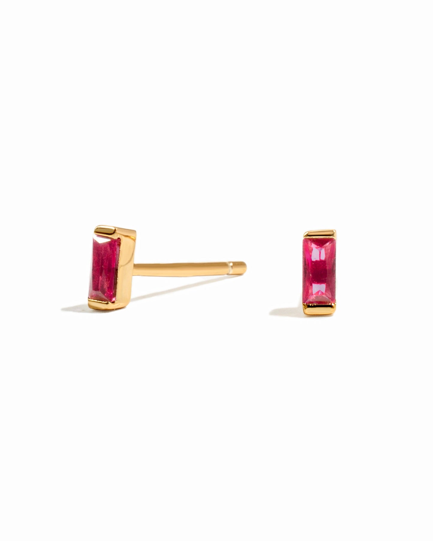 Ruby Baguette Stud Earrings