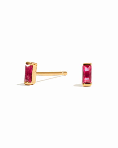 Ruby Baguette Stud Earrings