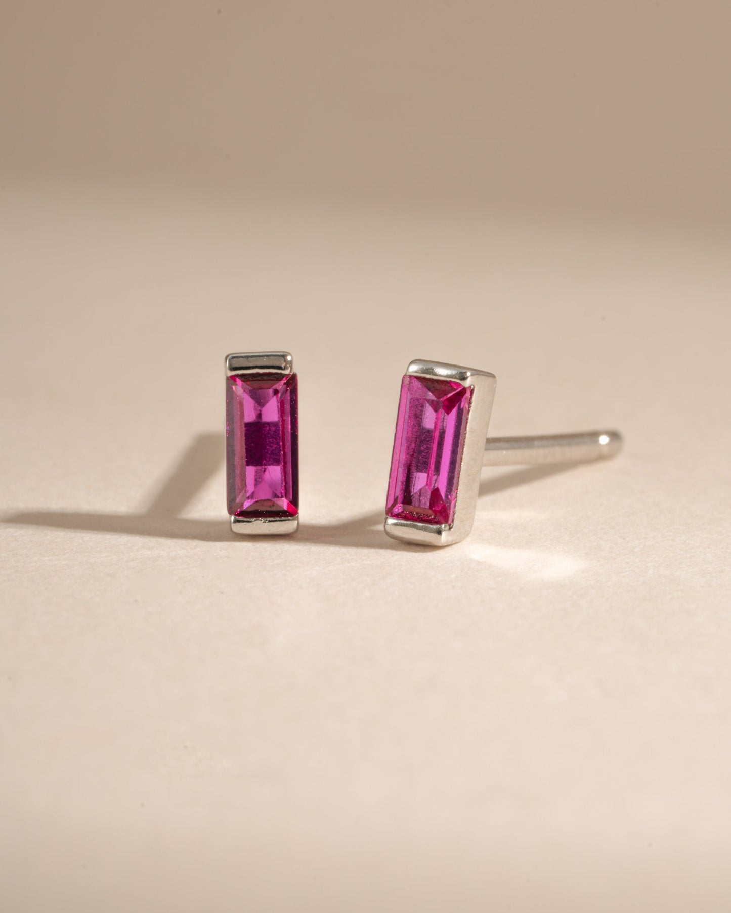 Ruby Baguette Stud Earrings