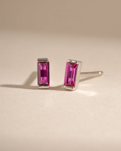 Ruby Baguette Stud Earrings