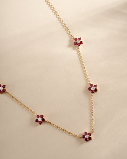 Ruby Flower Necklace
