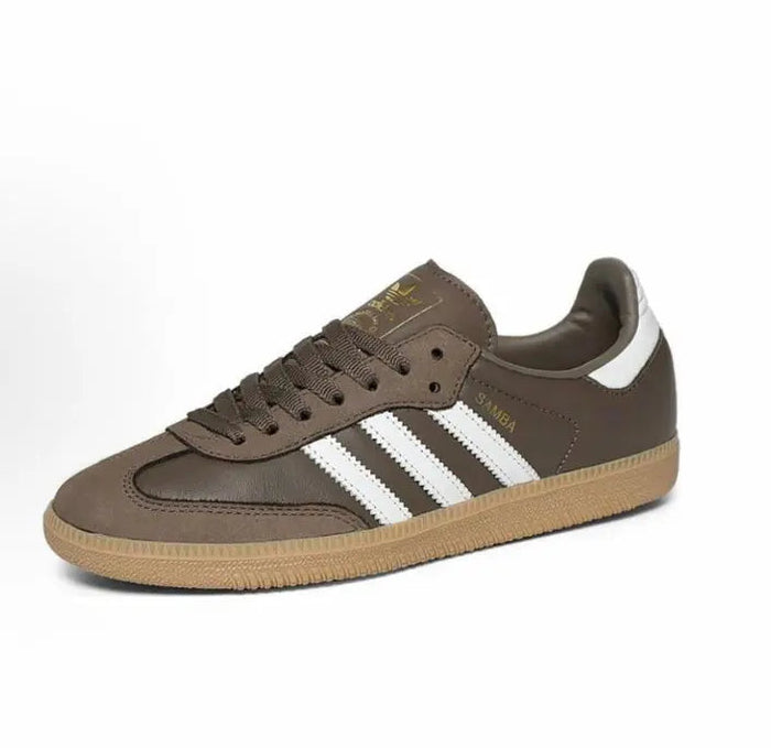 Adidas Samba OG sneakers in brown with white stripes and gum sole