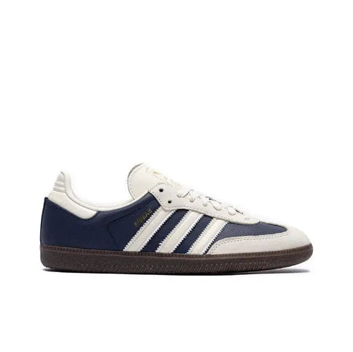 Adidas Samba OG sneakers in white and navy with three-bar stripes