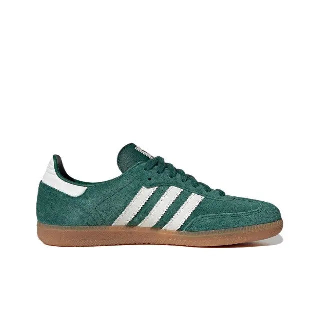 Adidas Samba Vegan sneakers, dark green suede with white 3-Stripes and gum sole