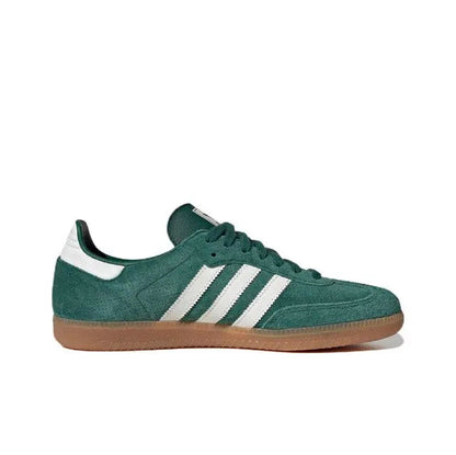 Adidas Samba Vegan sneakers, dark green suede with white 3-Stripes and gum sole