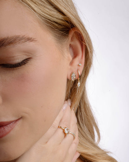 Marquise Bezel Stud Earrings