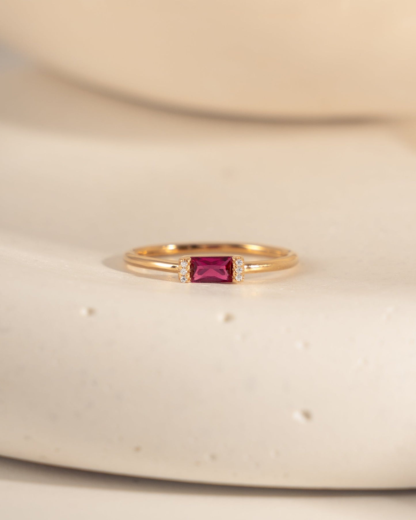 Ruby Simple Baguette Ring
