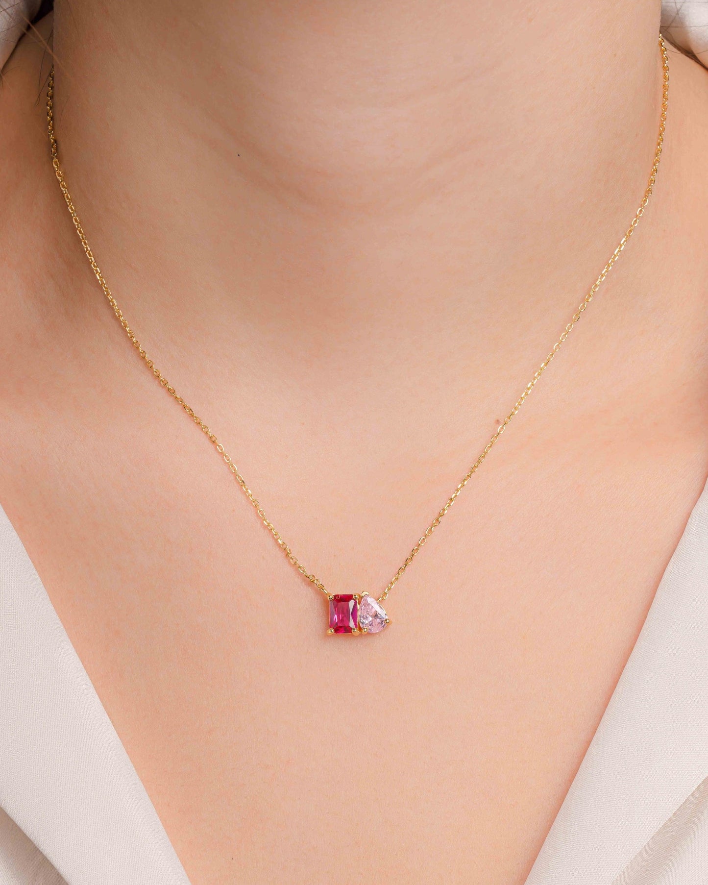 Custom Toi Et Moi Birthstone Necklace