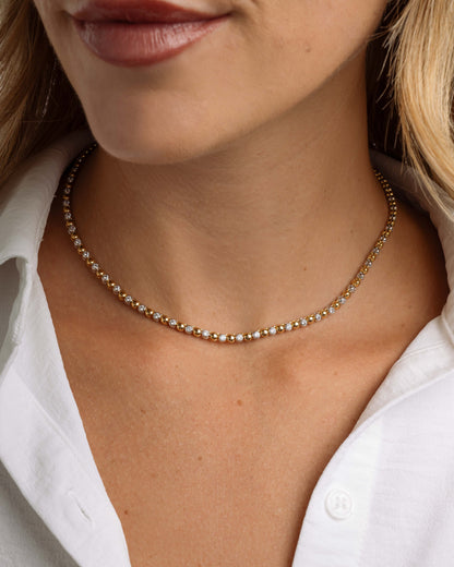 Mixed Metal Tennis Necklace