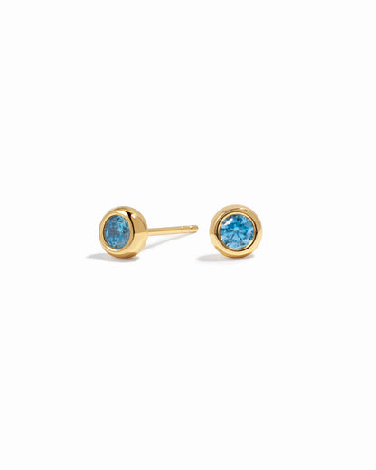 Aquamarine Bezel Dome Studs