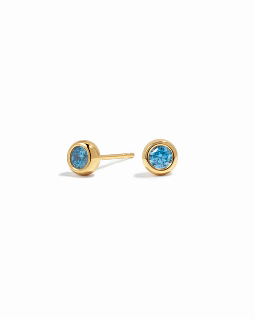 Aquamarine Bezel Dome Studs