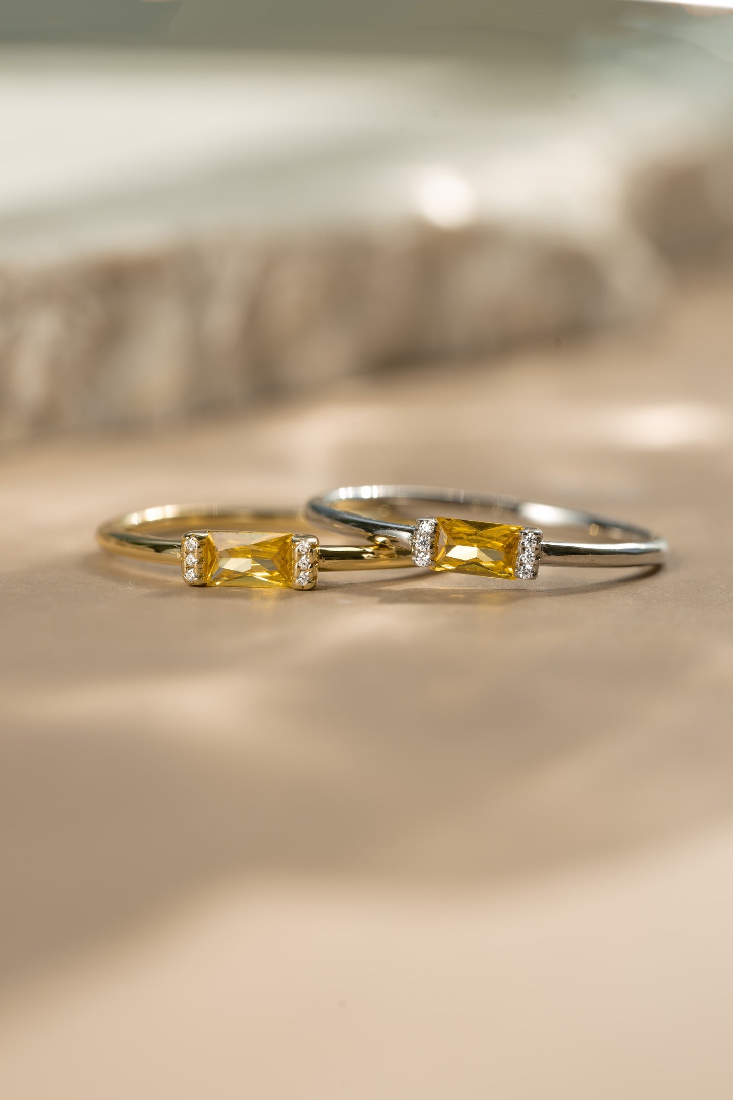 Citrine Simple Baguette Ring