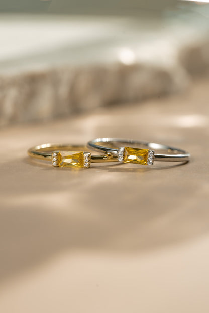 Citrine Simple Baguette Ring