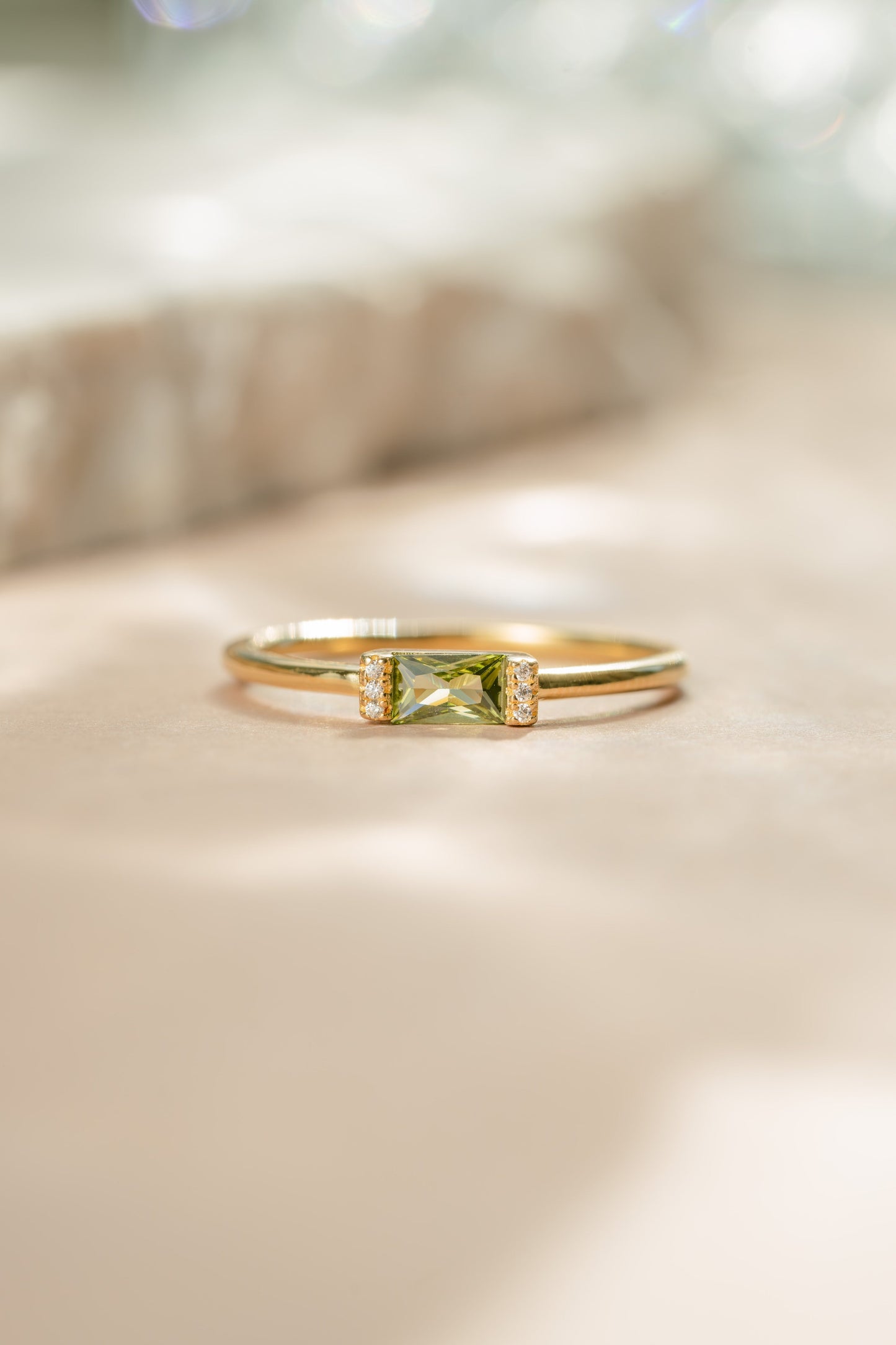 Peridot Simple Baguette Ring